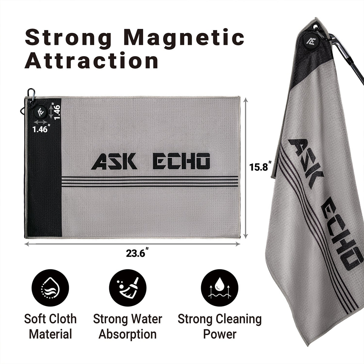ASK ECHO Waffle Weave Microfiber With Magnetic Golf Cotton Towel