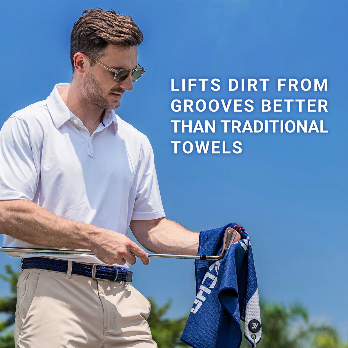 ASK ECHO Waffle Weave Microfiber With Magnetic Golf Cotton Towel / Navy