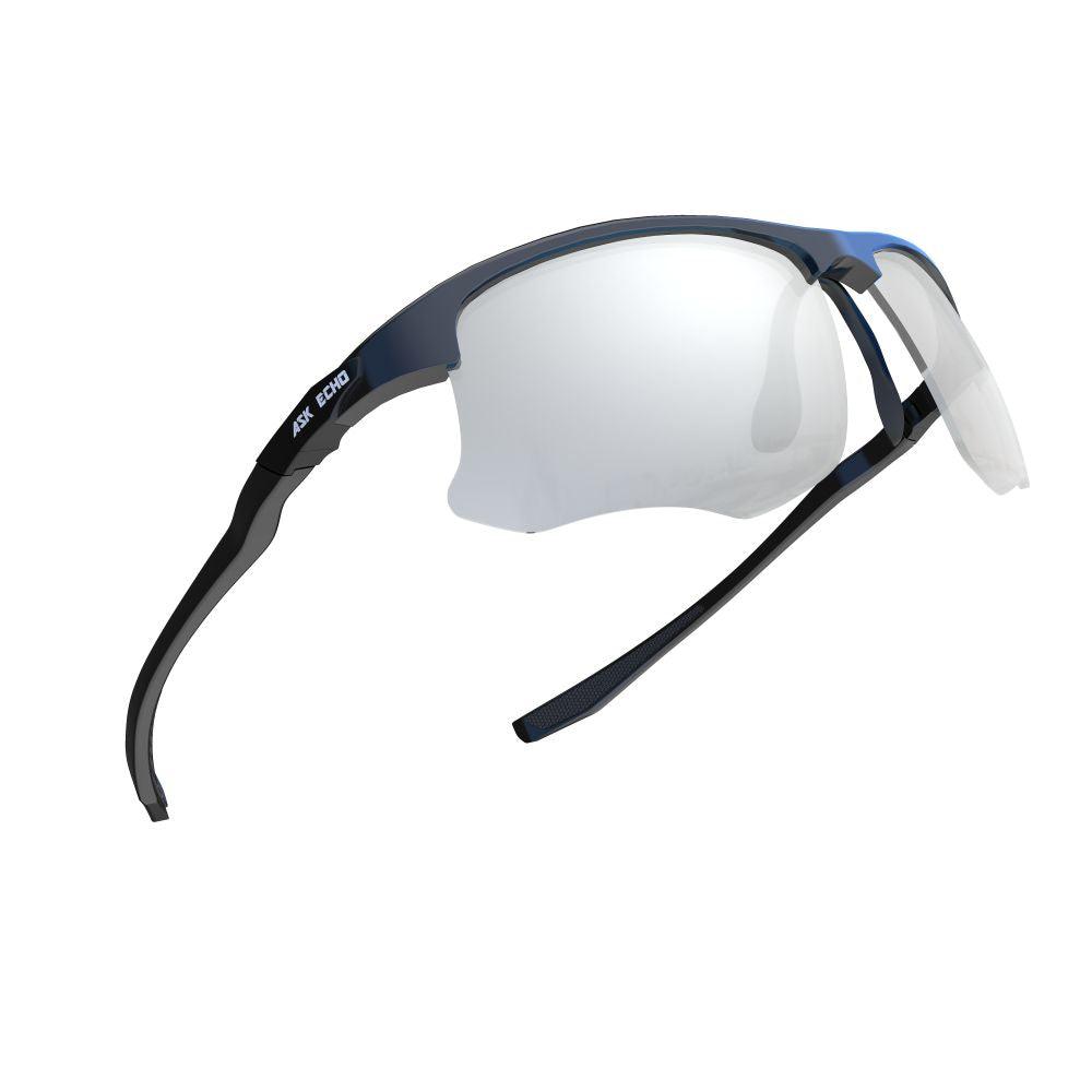 Ask Echo Golf Black Half Frame Sunglasses / Silver